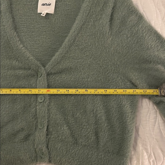 Women's Aerie Green Fuzzy Cropped Cardigan XL - Picture 8 of 9